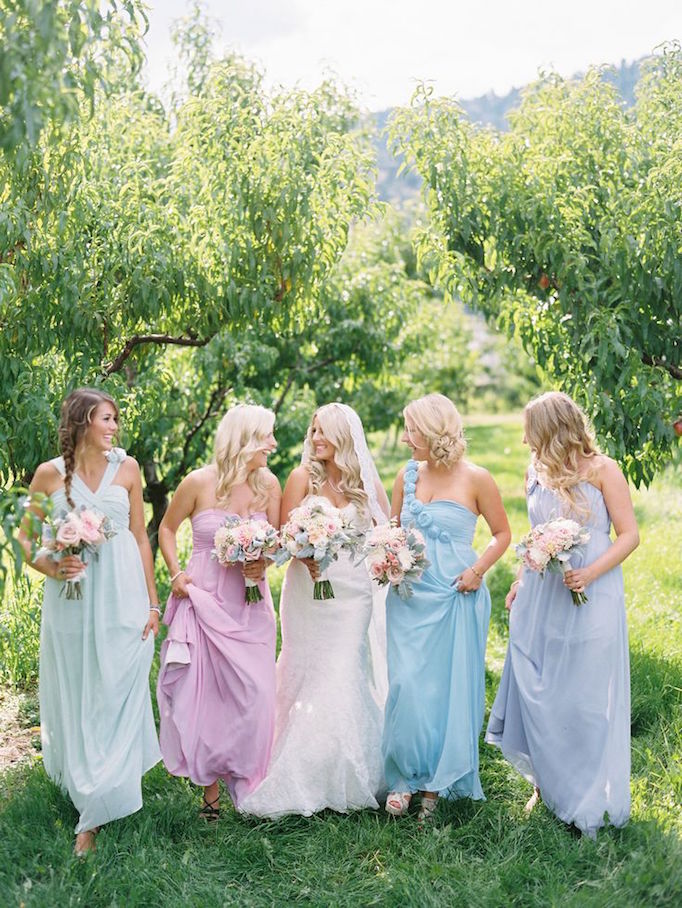 First Look with Bridesmaids Getting Ready Photo Ideas for Wedding Day