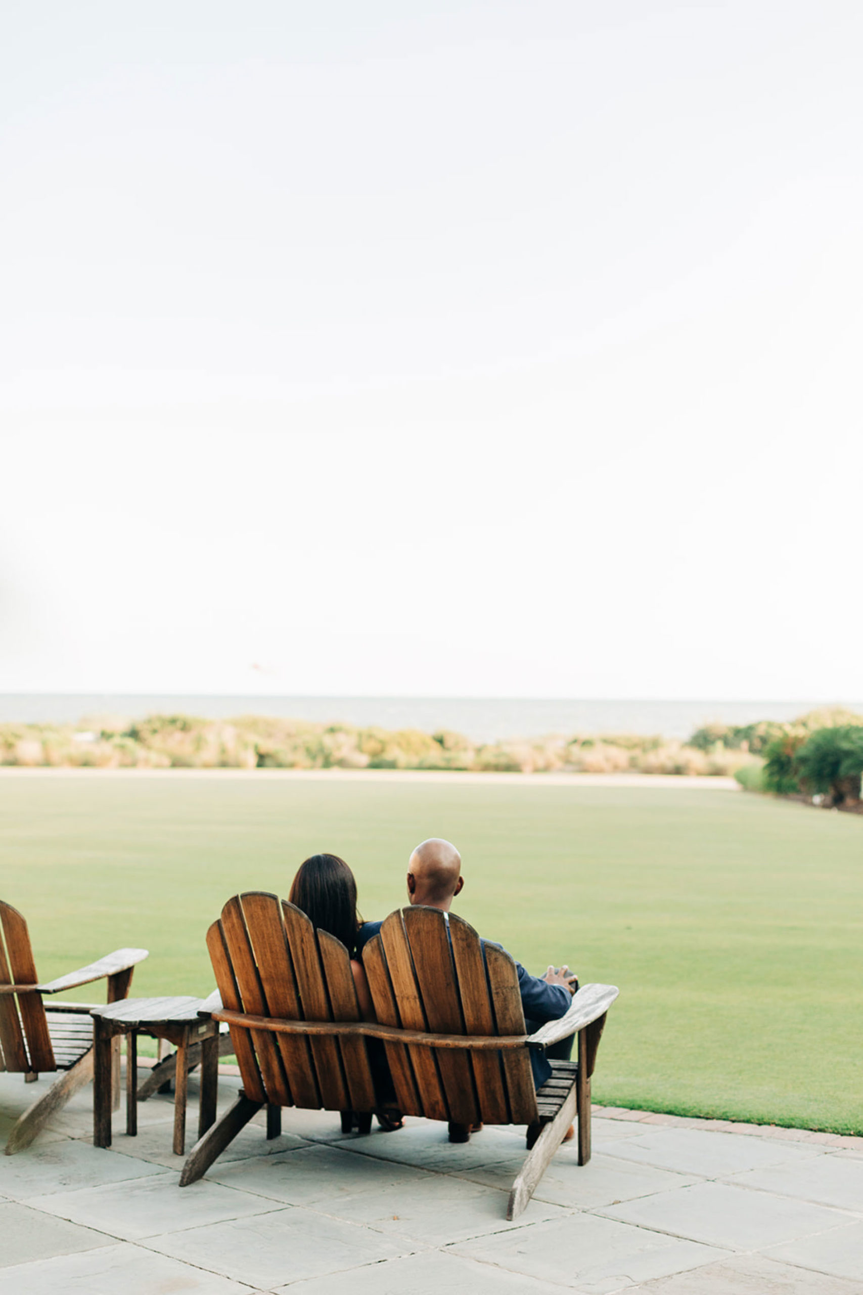 The green space with a distant view of the ocean at Kiawah resort 