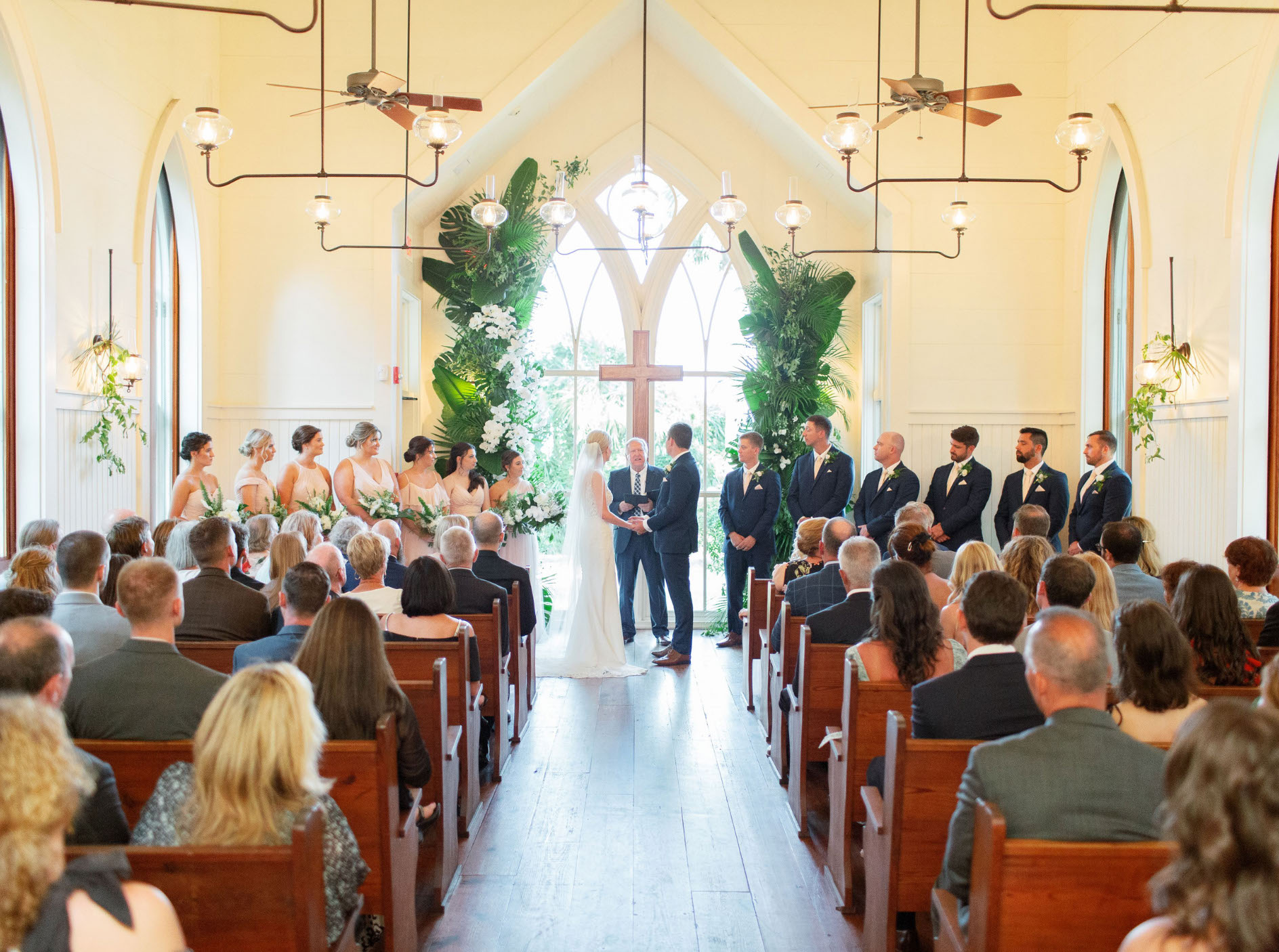 A coastal wedding ceremony in a chapel at Montage Palmetto Bluff. 