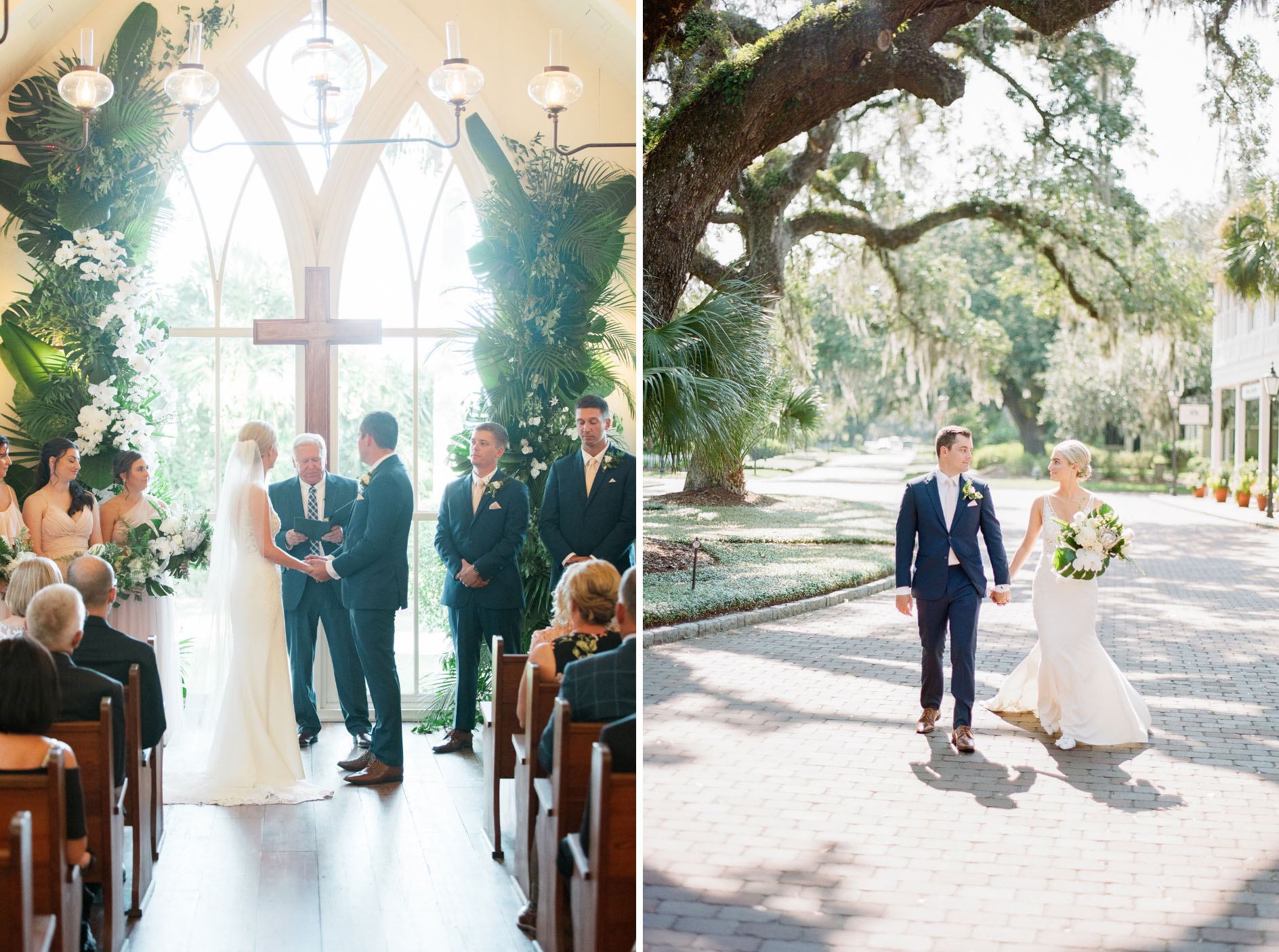 A coastal wedding ceremony in a chapel at Montage Palmetto Bluff. 